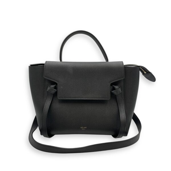 Belt Mini Black Crossbody Bag in Calfskin, Gold hardware - Image 14