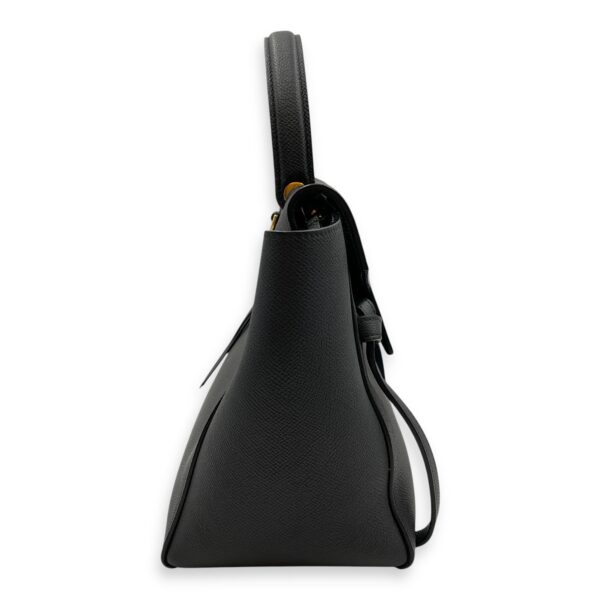 Belt Mini Black Crossbody Bag in Calfskin, Gold hardware - Image 4