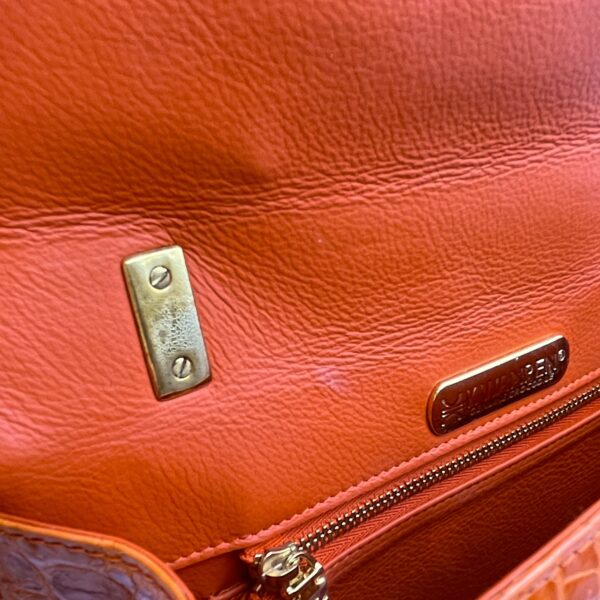Crocodile 23cm Orange Crossbody Bag, Gold hardware - Image 10