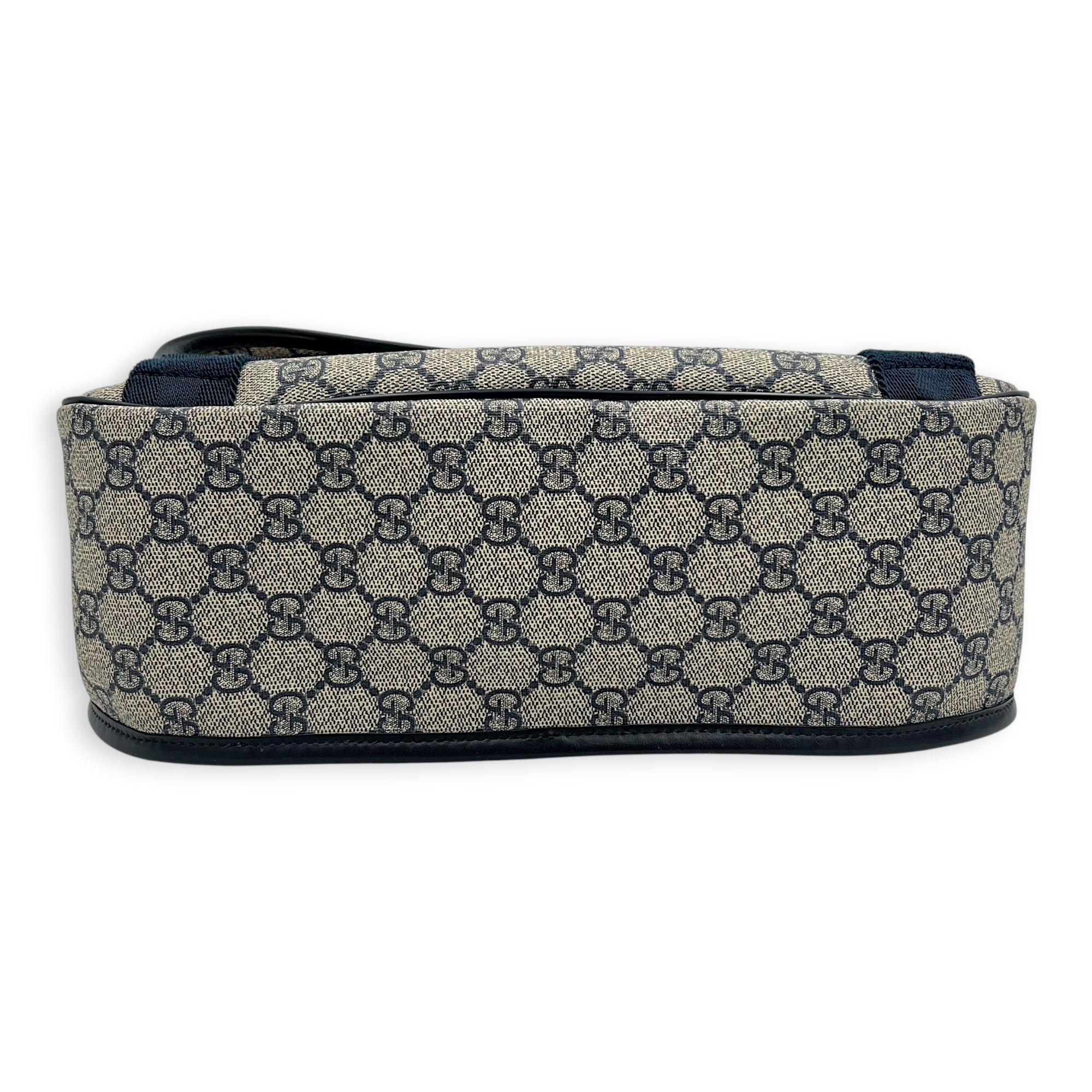 Guccissima Messenger Blue in Coated Canvas, Silver hardware - Image 6