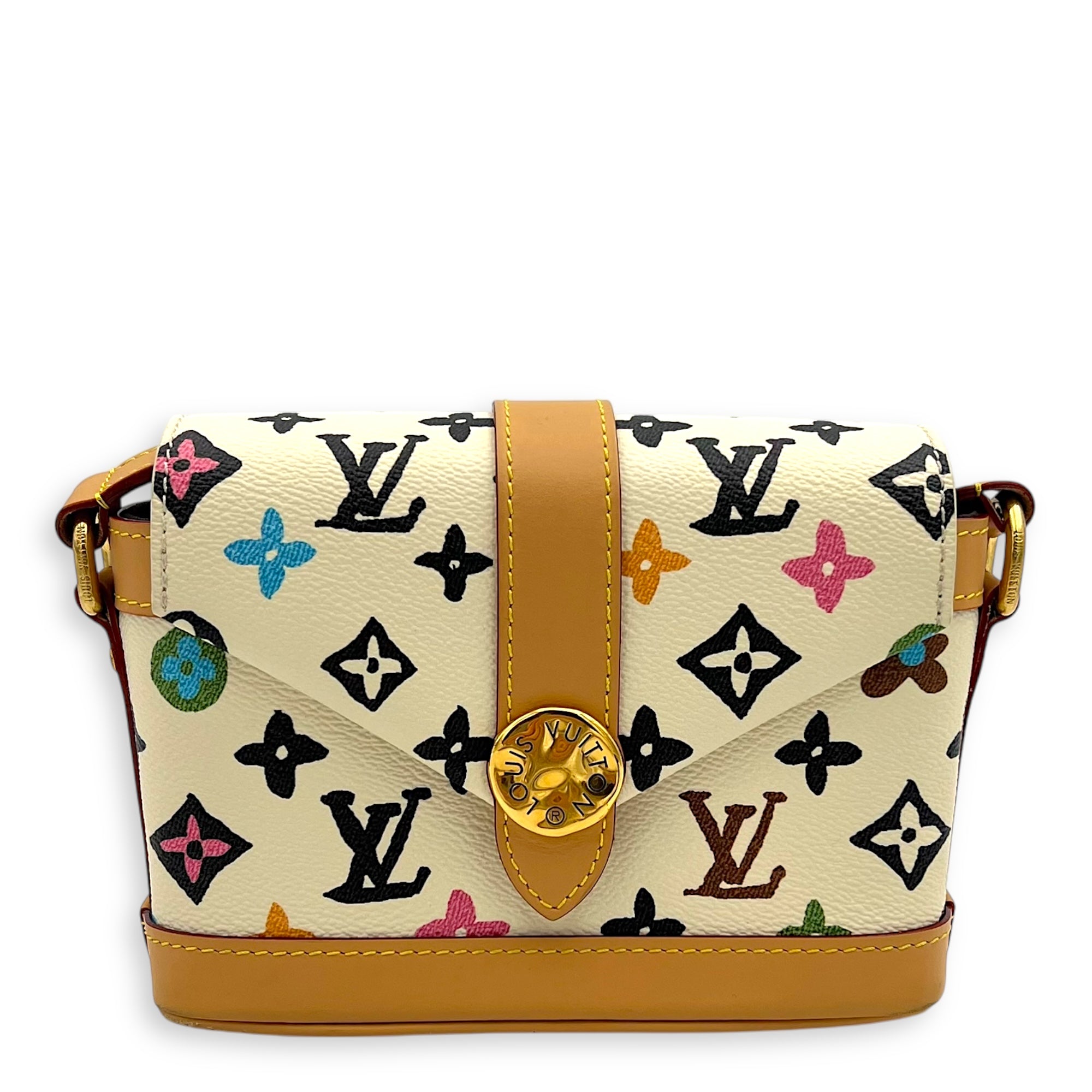 Craggy Wearable Wallet x Tyler The Creator Shoulder Bag White in Monogram Coated Canvas, Gold hardware