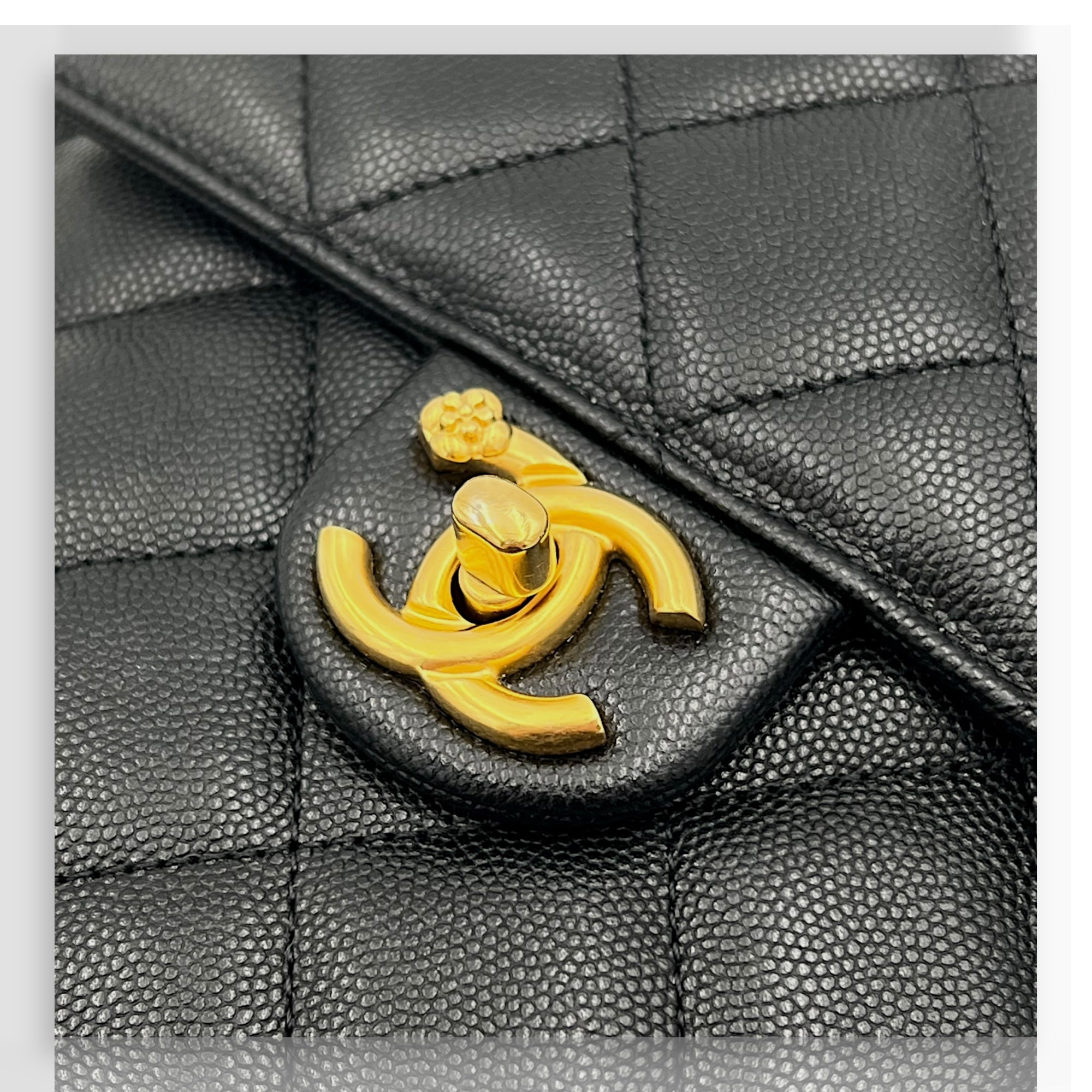 Quilted Seasonal Backpack Gold in Caviar Leather, Gold hardware - Image 8