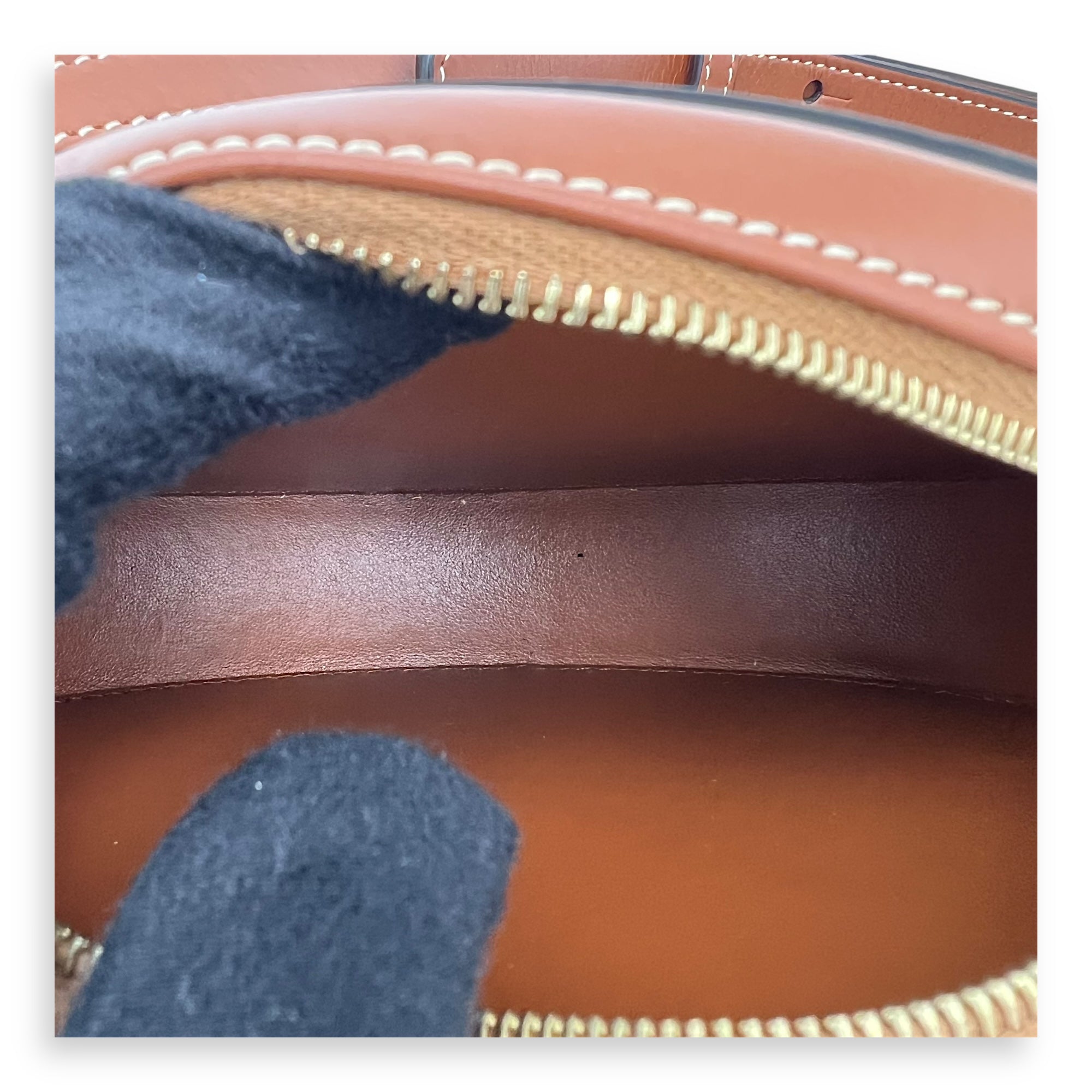 Triomphe Crossbody Bag Brown in Calfskin, Gold hardware - Image 7