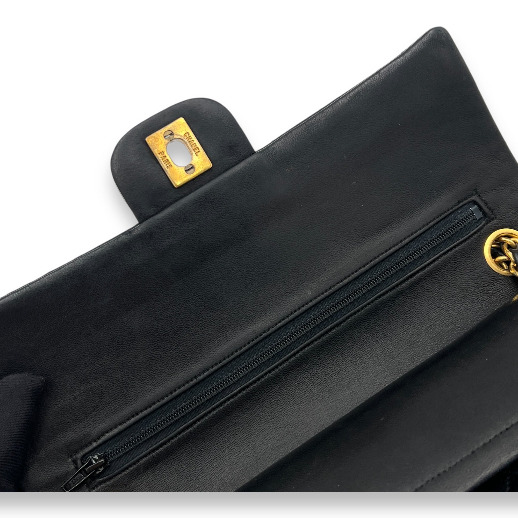 Classic Shoulder Bag Medium Black in Lambskin, Gold hardware - Image 12