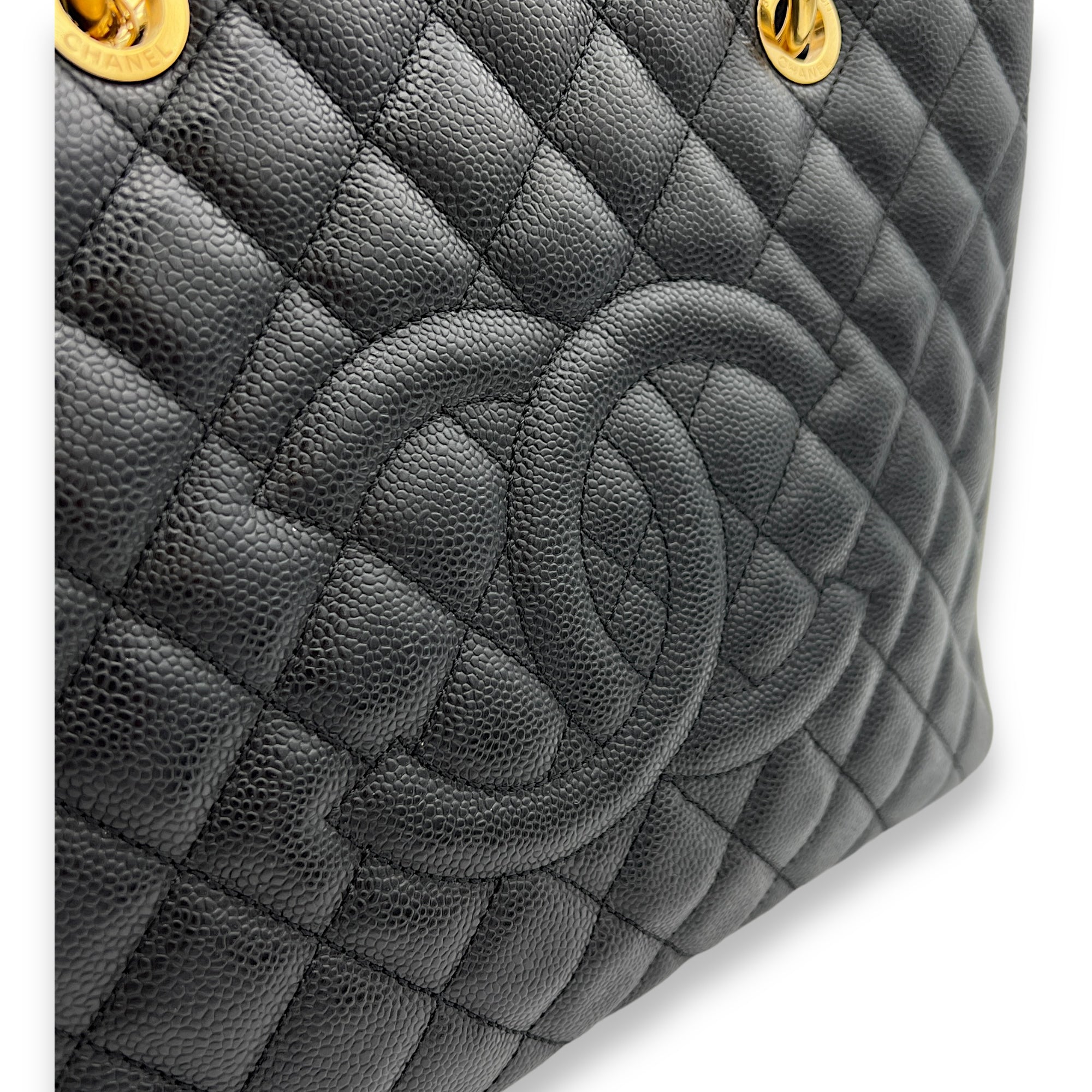 GST Black Tote Bag in Caviar Leather, Gold hardware - Image 7