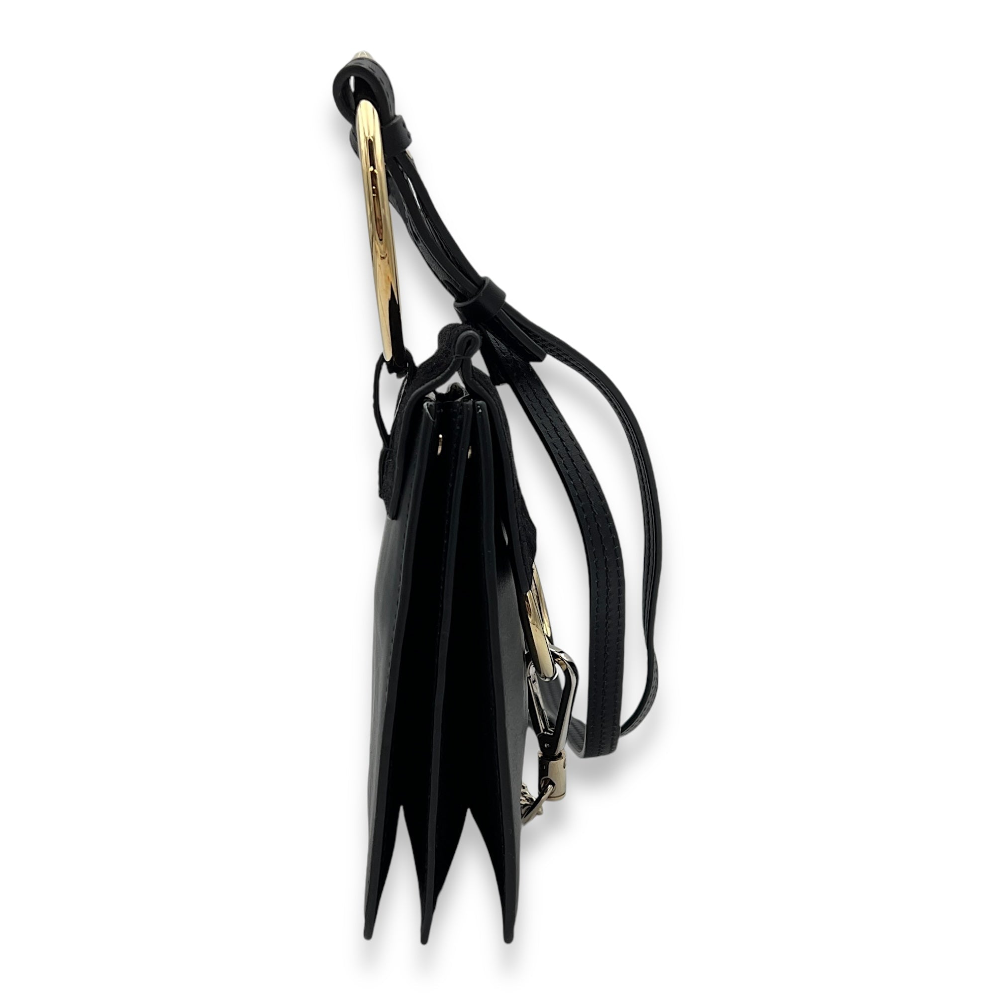 Faye Small Black Crossbody Bag in Calfskin, Gold hardware - Image 5