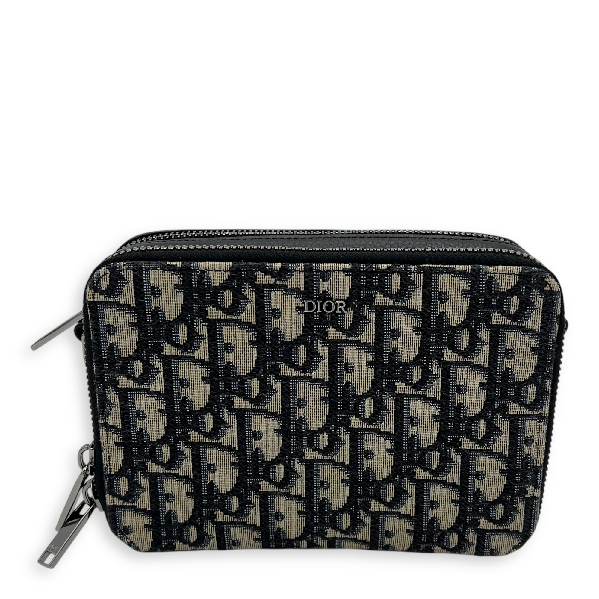 Zipped Pouch Crossbody Bag Blue in Canvas, Silver hardware