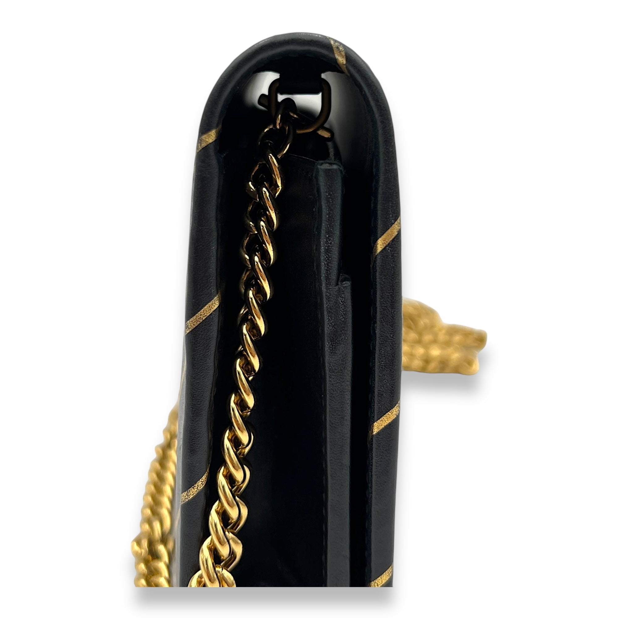 GG Black Wallet On Chain in Calfskin, Gold hardware - Image 9