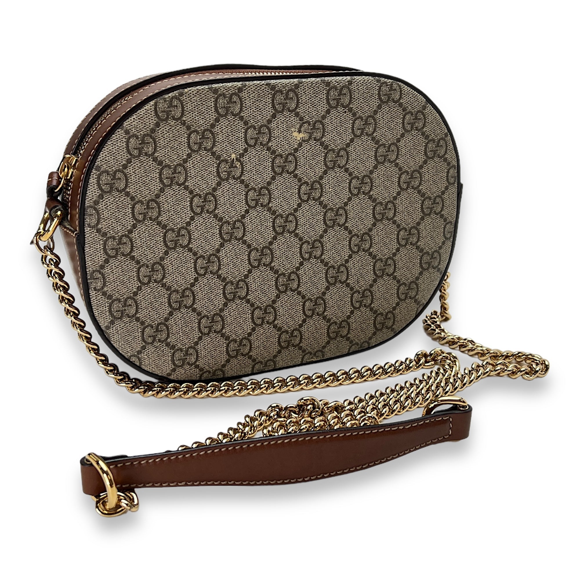 GG supreme Crossbody Bag Brown in Coated Canvas , Gold Hardware - Image 9