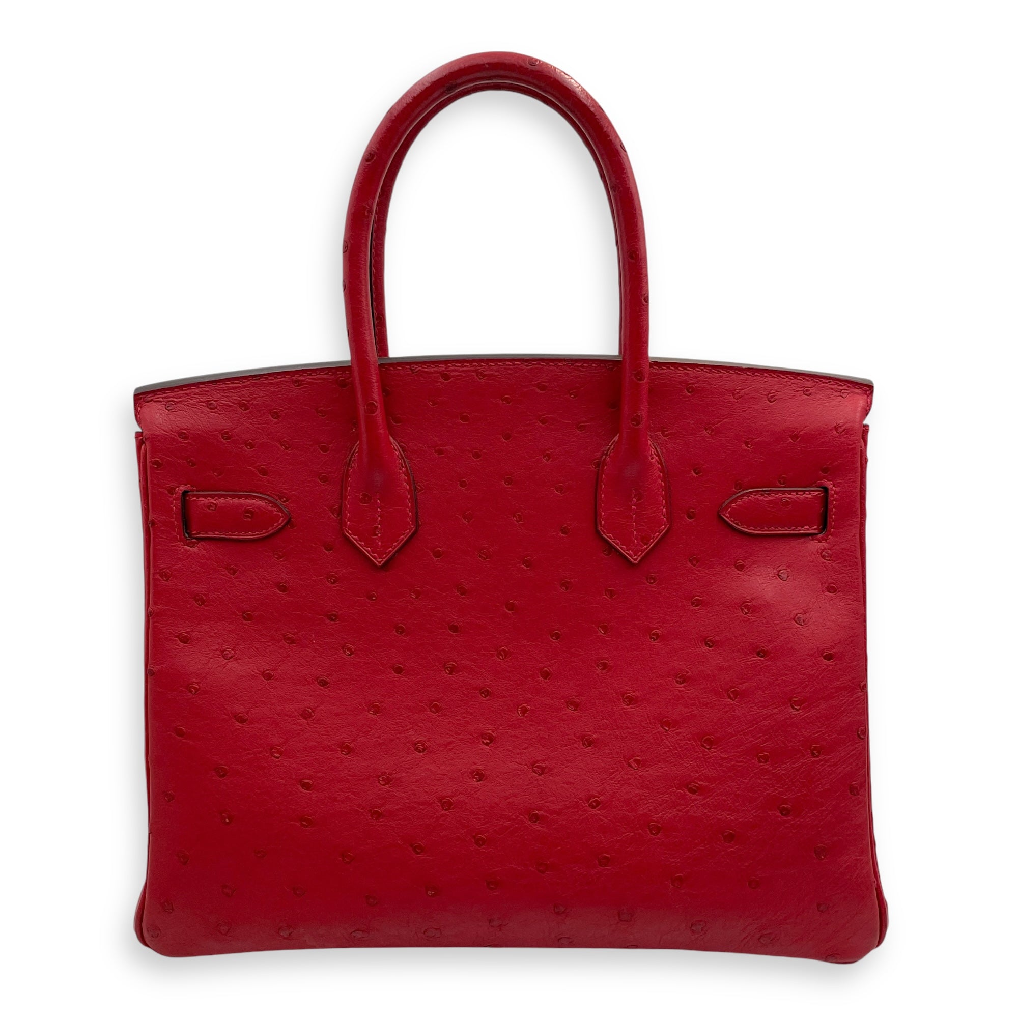 Birkin 30 Rouge Vif in Ostrich, Gold hardware - Image 3