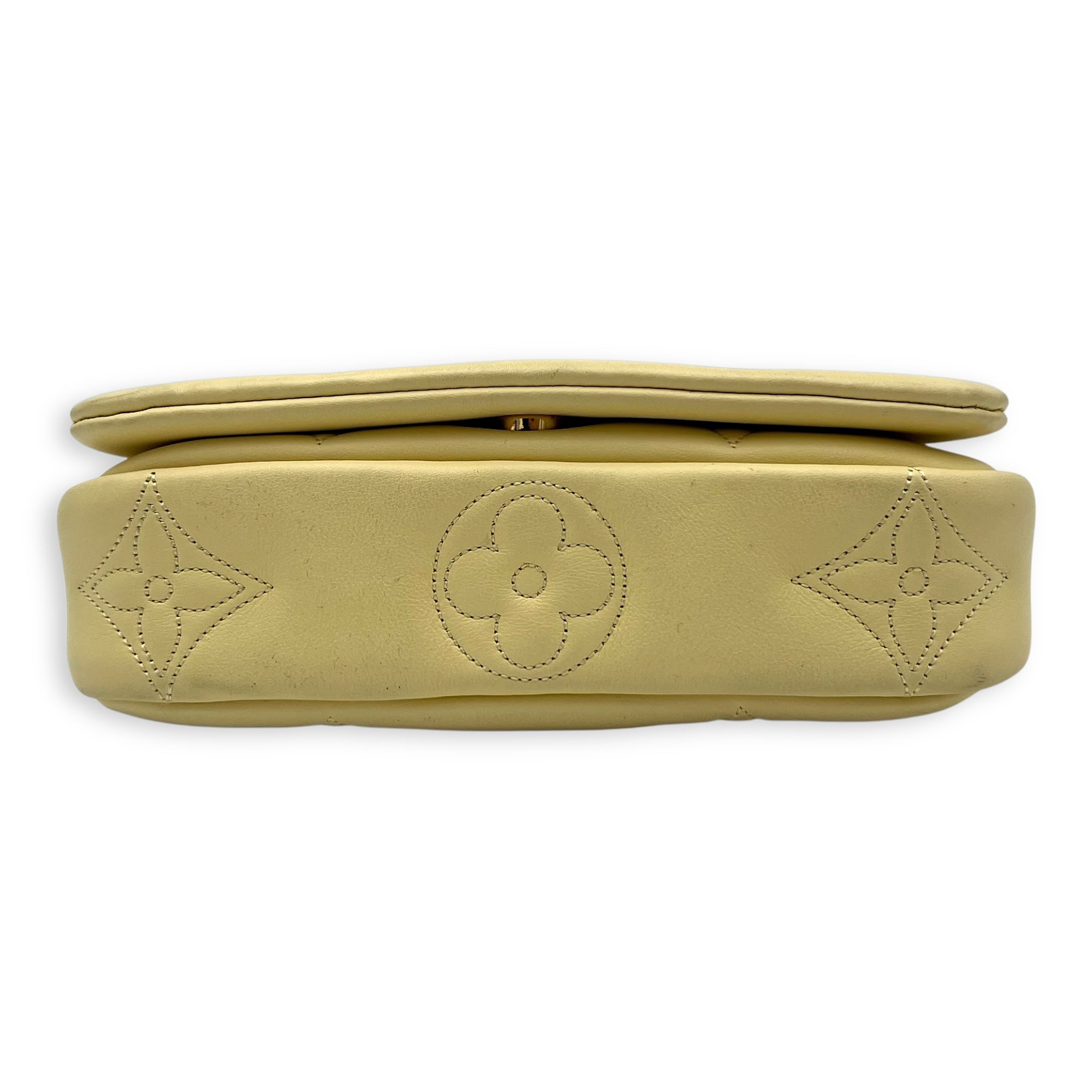 Bubblegram Wallet on Strap Yellow Crossbody Bag in Lambskin, Gold hardware - Image 6