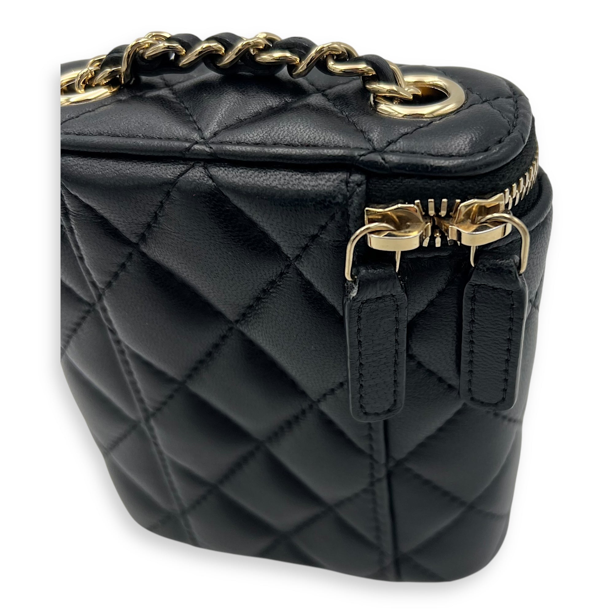 CC Vanity Bag Black in Lambskin, Gold hardware - Image 11