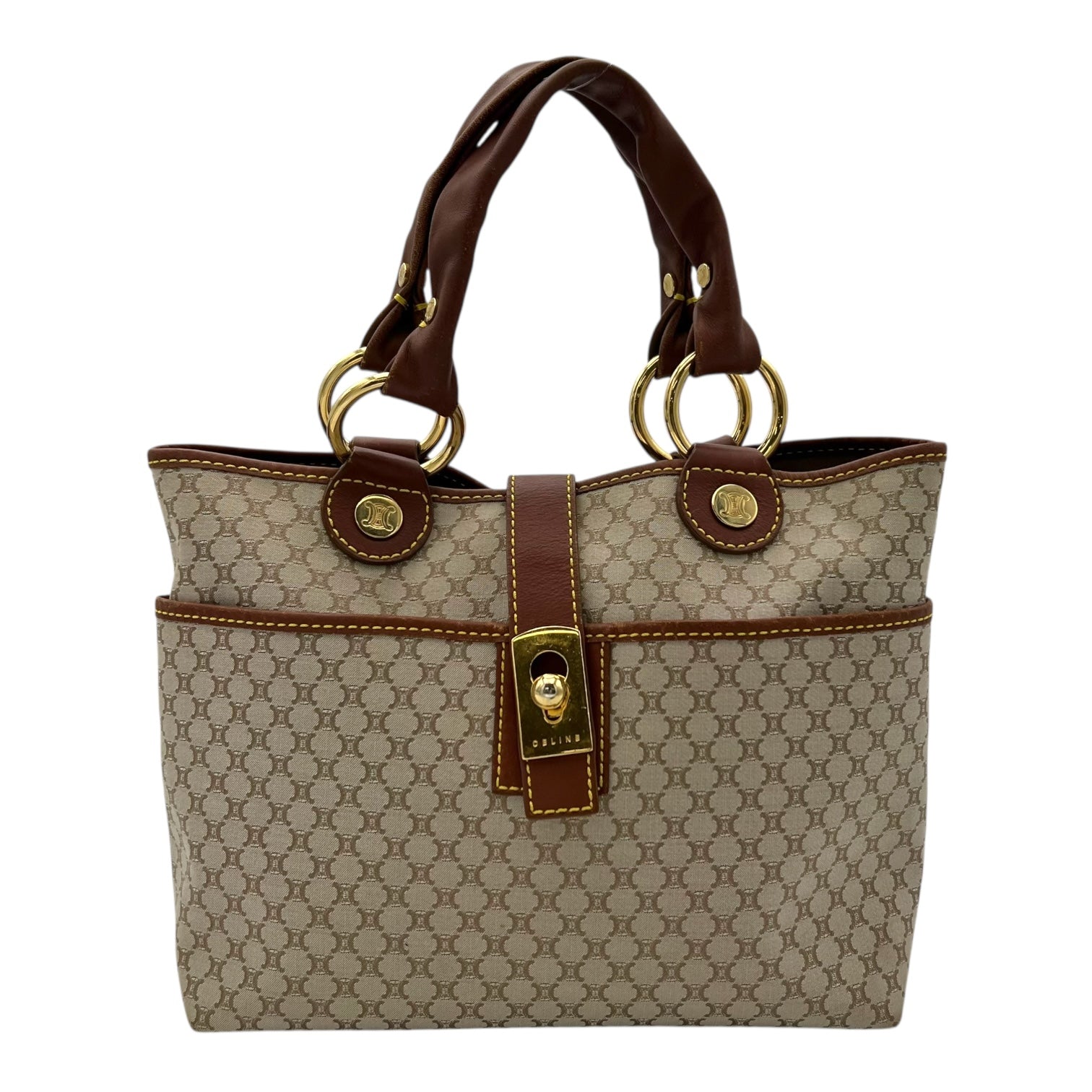 Macadam Shoulder Bag White in Coated Canvas, Gold hardware