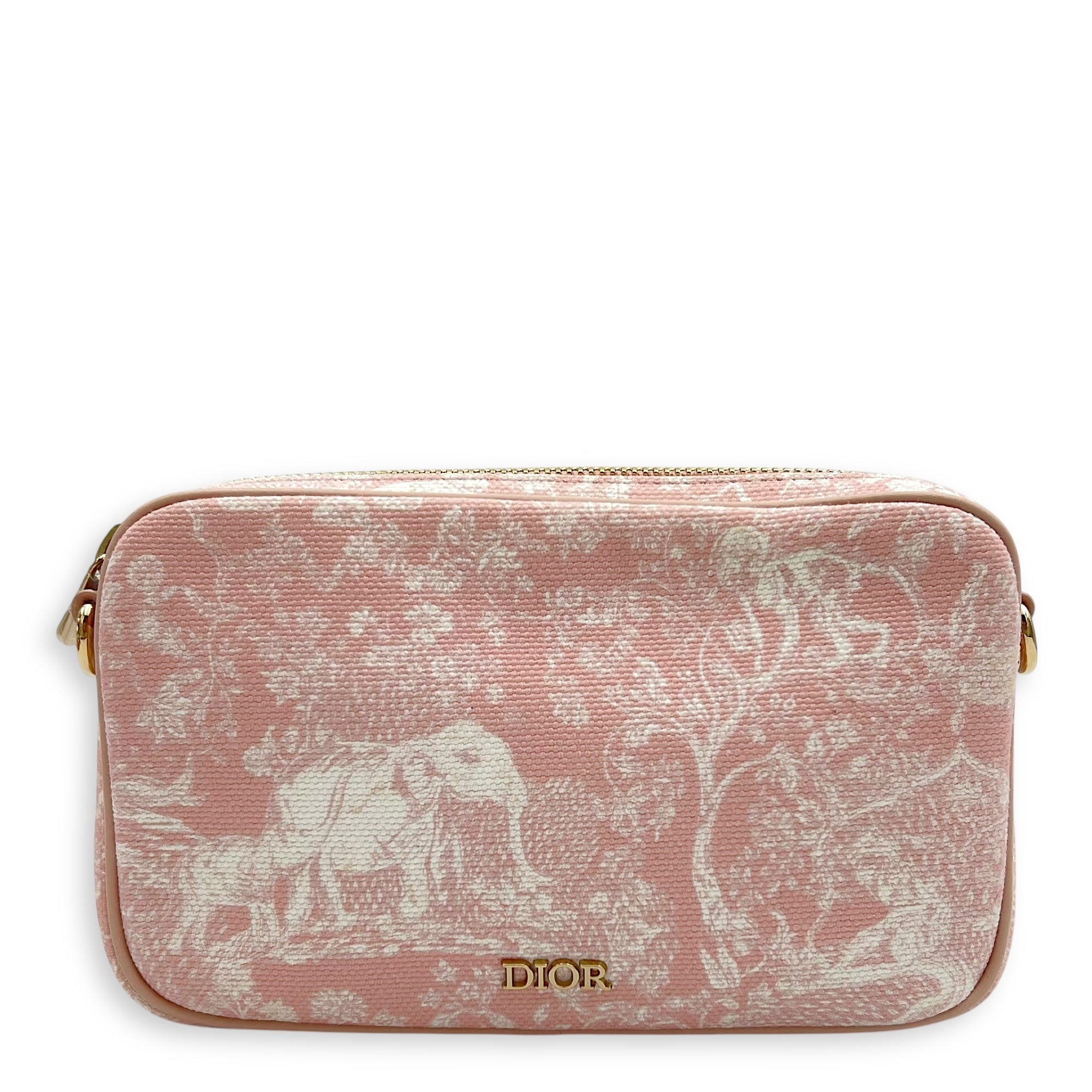 Multi-pouch Crossbody Bag Pink in Canvas, Light Gold hardware