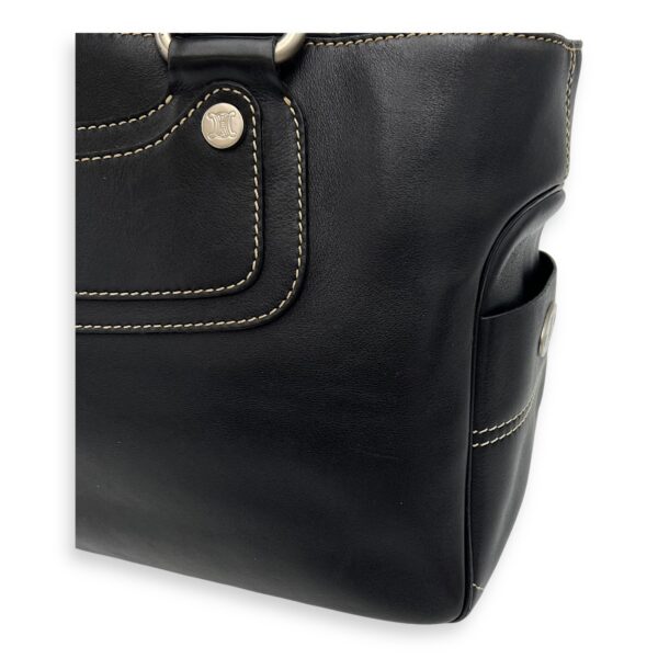 Boogie Black Top Handle Bag in Calfskin, Silver hardware - Image 14