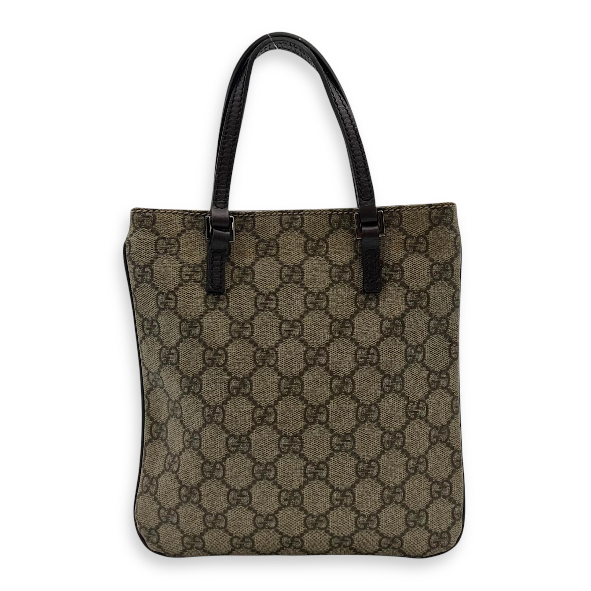 GG Supreme Mini Brown Top Handle Bag in Coated Canvas, Silver hardware - Image 3