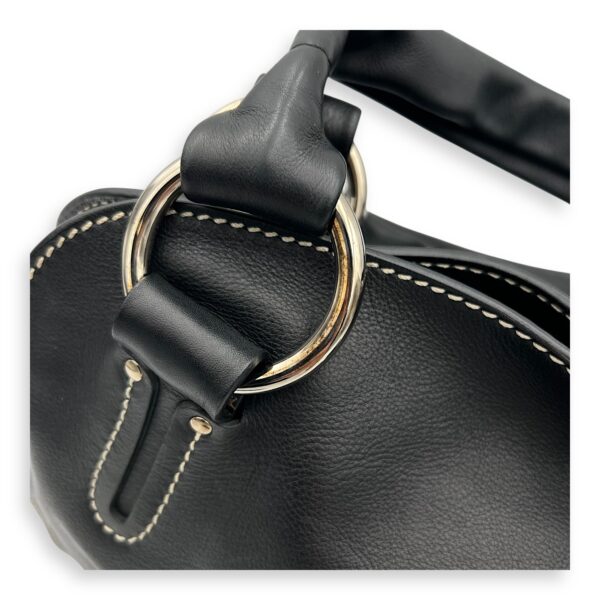 Bittersweet Black Top Handle Bag in Calfskin, Silver hardware - Image 10