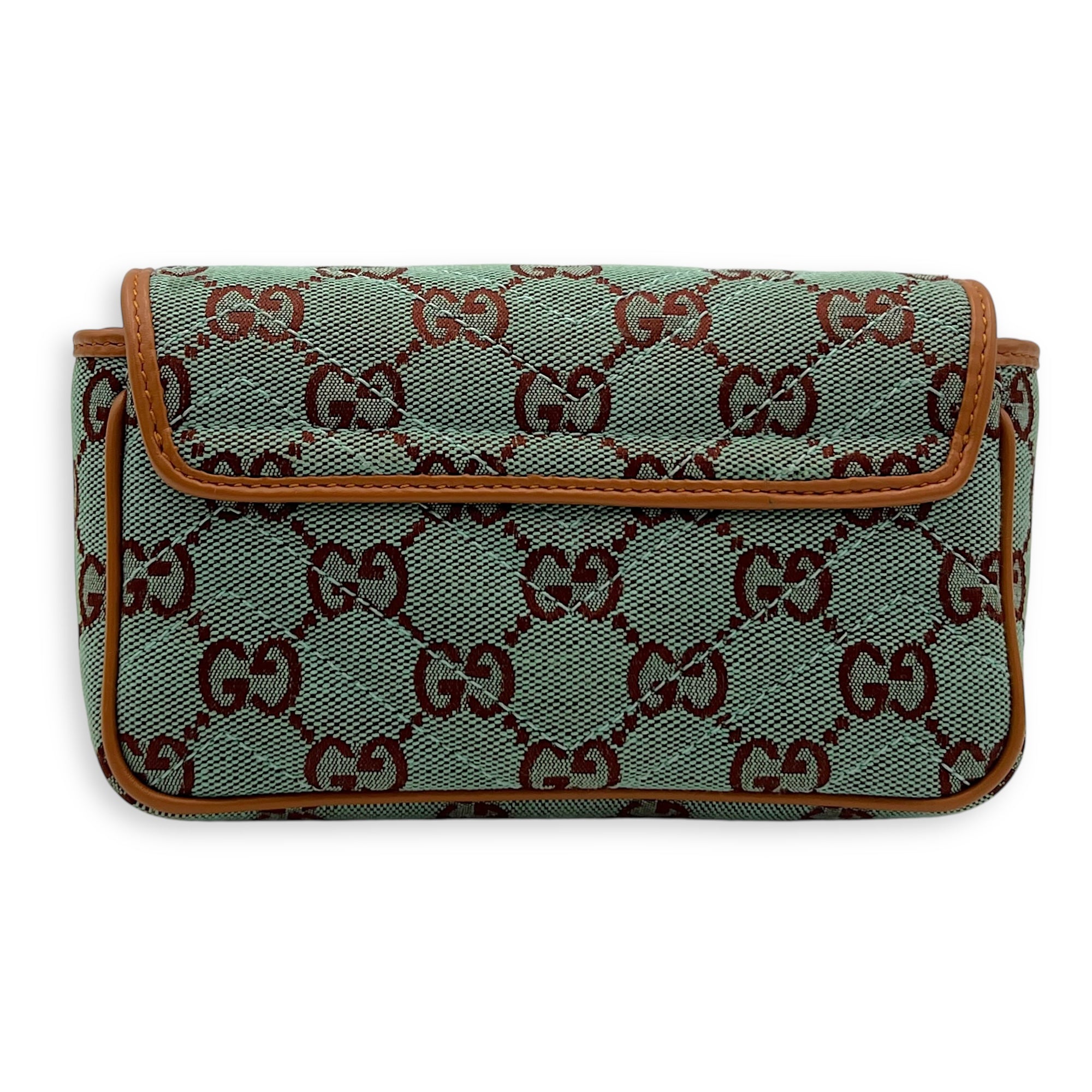 GG Marmont Crossbody Bag Super Mini Blue in Denim, Gold hardware - Image 3