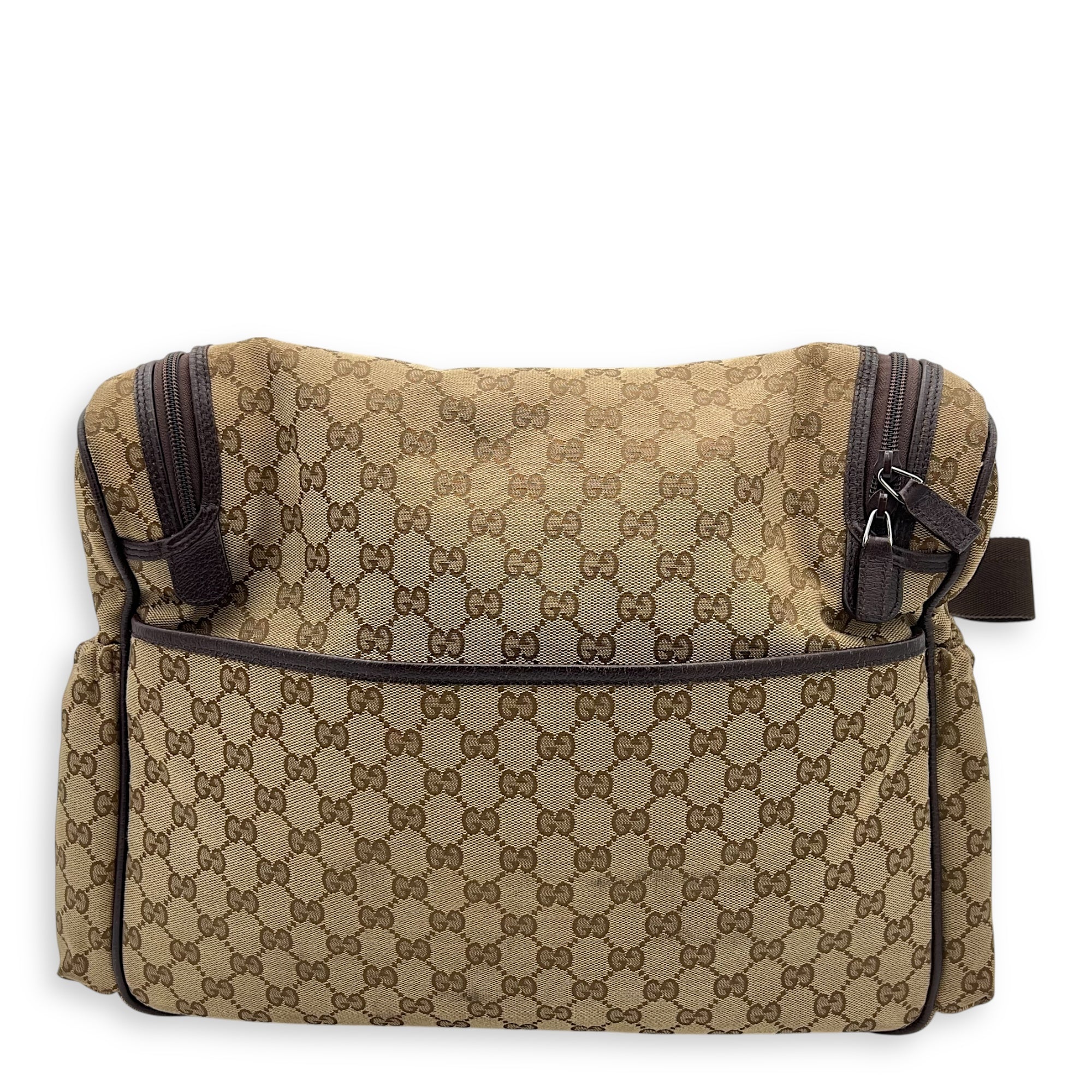 GG Shoulder Bag Brown in Canvas, Silver hardware - Image 3