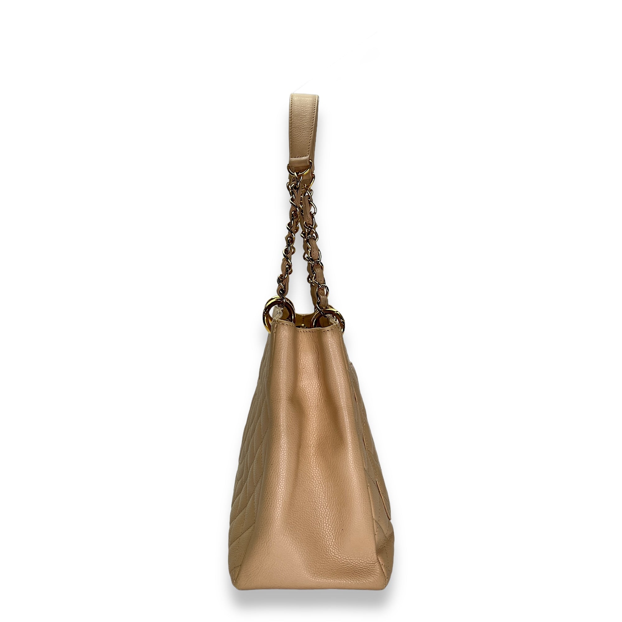 GST Beige Shoulder Bag in Caviar Leather, Gold hardware - Image 4