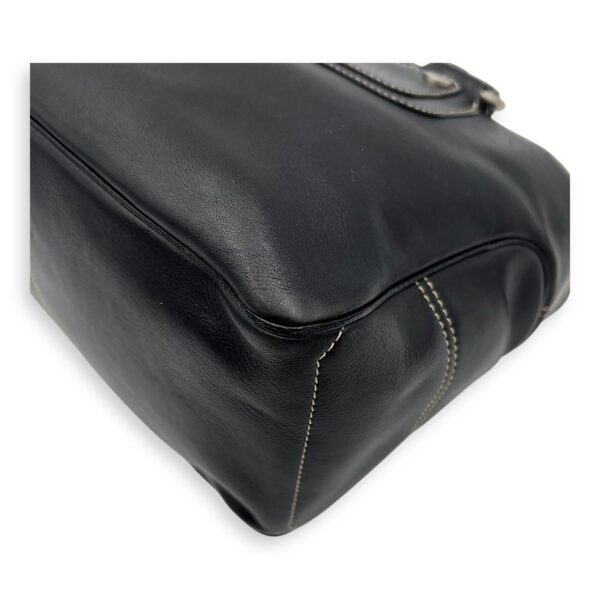 Boogie Black Top Handle Bag in Calfskin, Silver hardware - Image 13