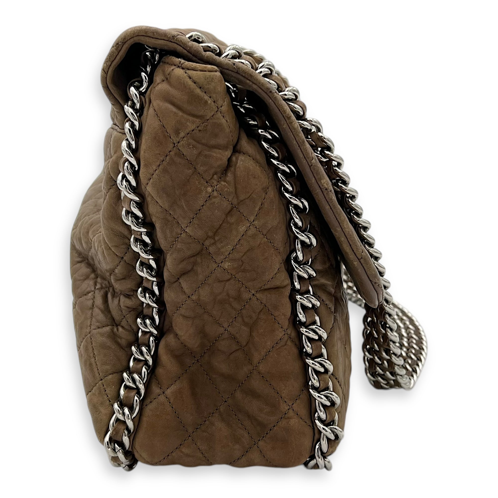 CC Shoulder Bag Brown in Calfskin, Silver hardware - Image 4