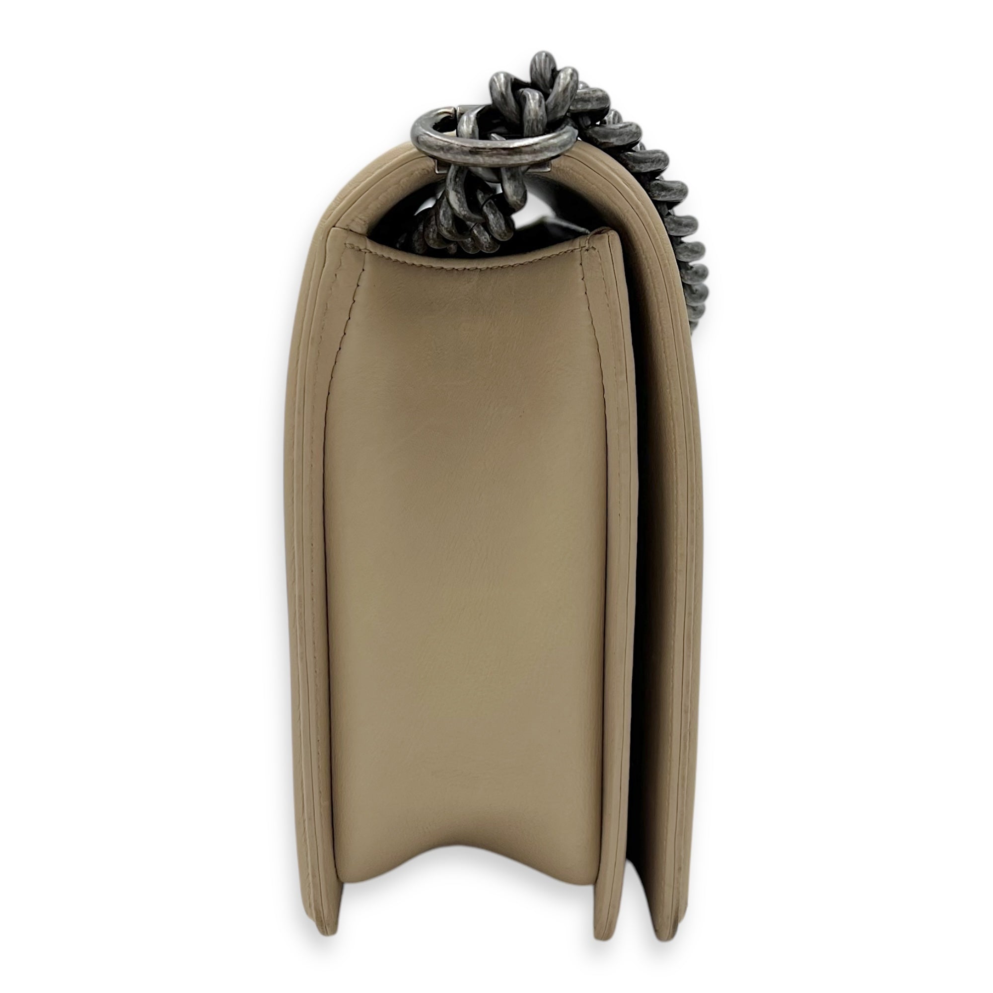 Boy Medium Beige Shoulder Bag in Calfskin, Gunmetal hardware - Image 4