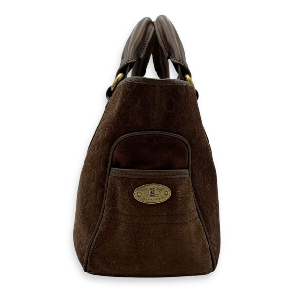 Boogie Top Handle Bag Brown in Suede Leather, Gold hardware - Image 4