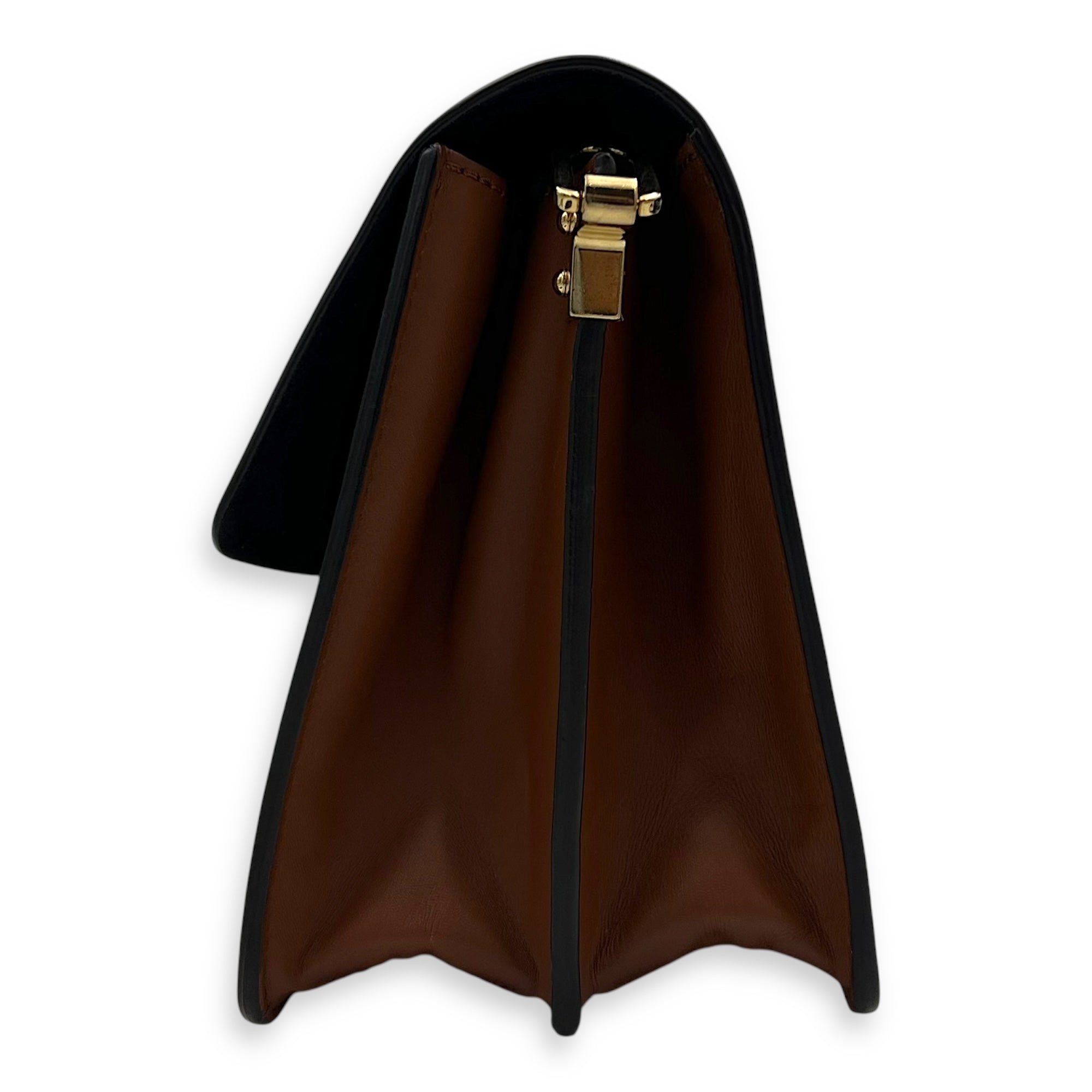 Dauphine MM Brown Shoulder Bag in Monogram Coated Canvas, Gold hardware - Image 4