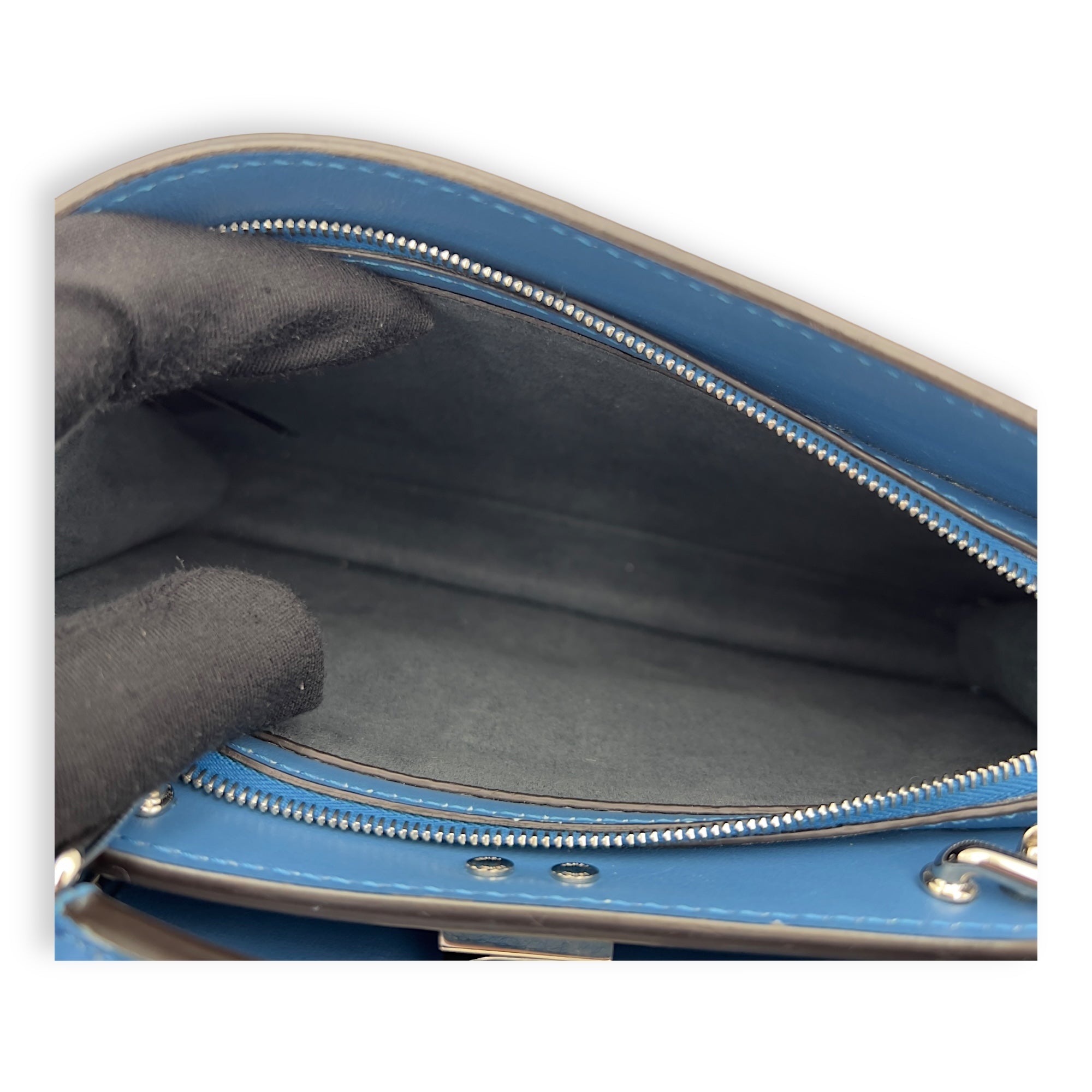 ISeeU Petite Blue Top Handle Bag in Calfskin, Silver hardware - Image 7