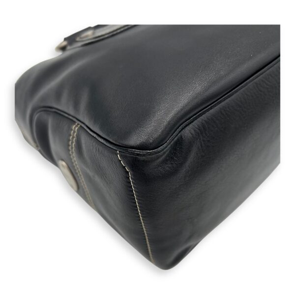 Boogie Black Top Handle Bag in Calfskin, Silver hardware - Image 12
