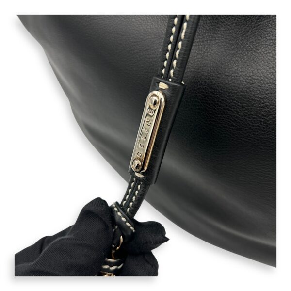 Bittersweet Black Top Handle Bag in Calfskin, Silver hardware - Image 8