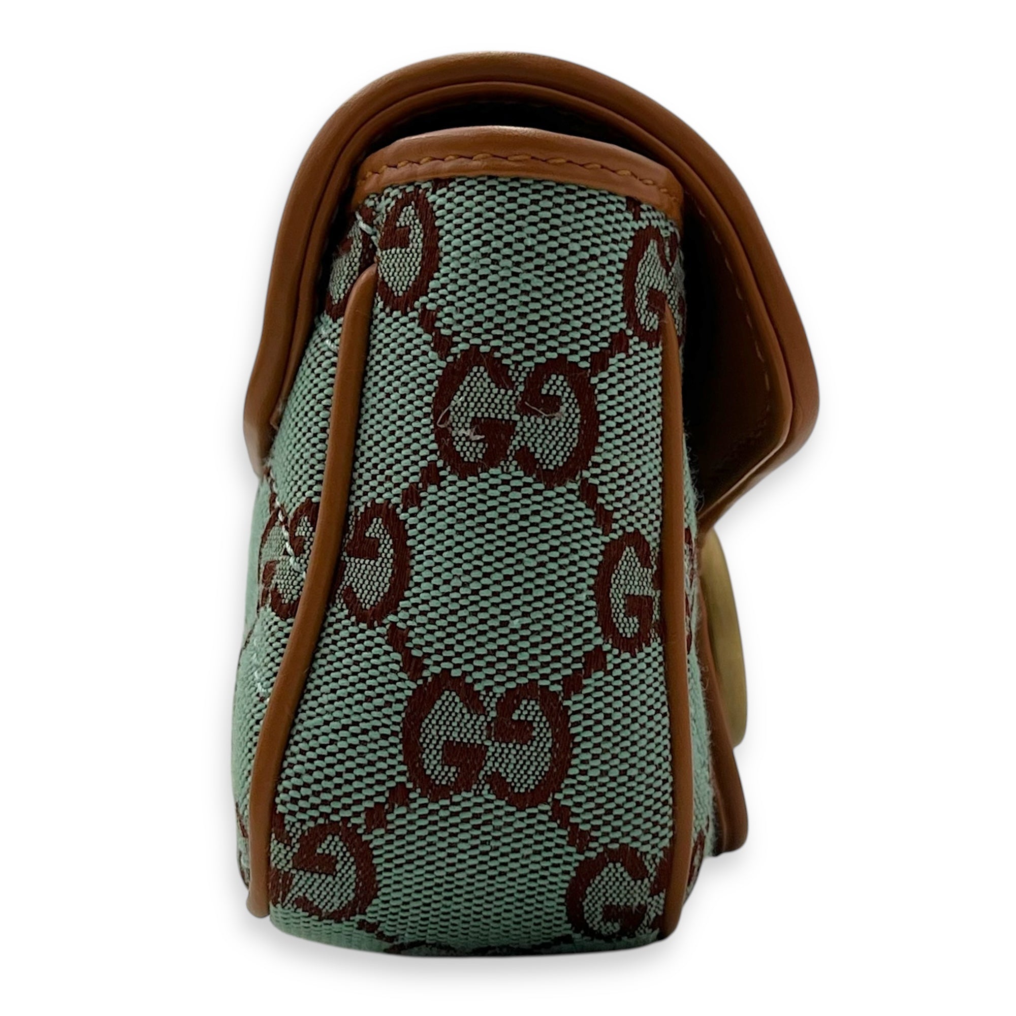 GG Marmont Crossbody Bag Super Mini Blue in Denim, Gold hardware - Image 10