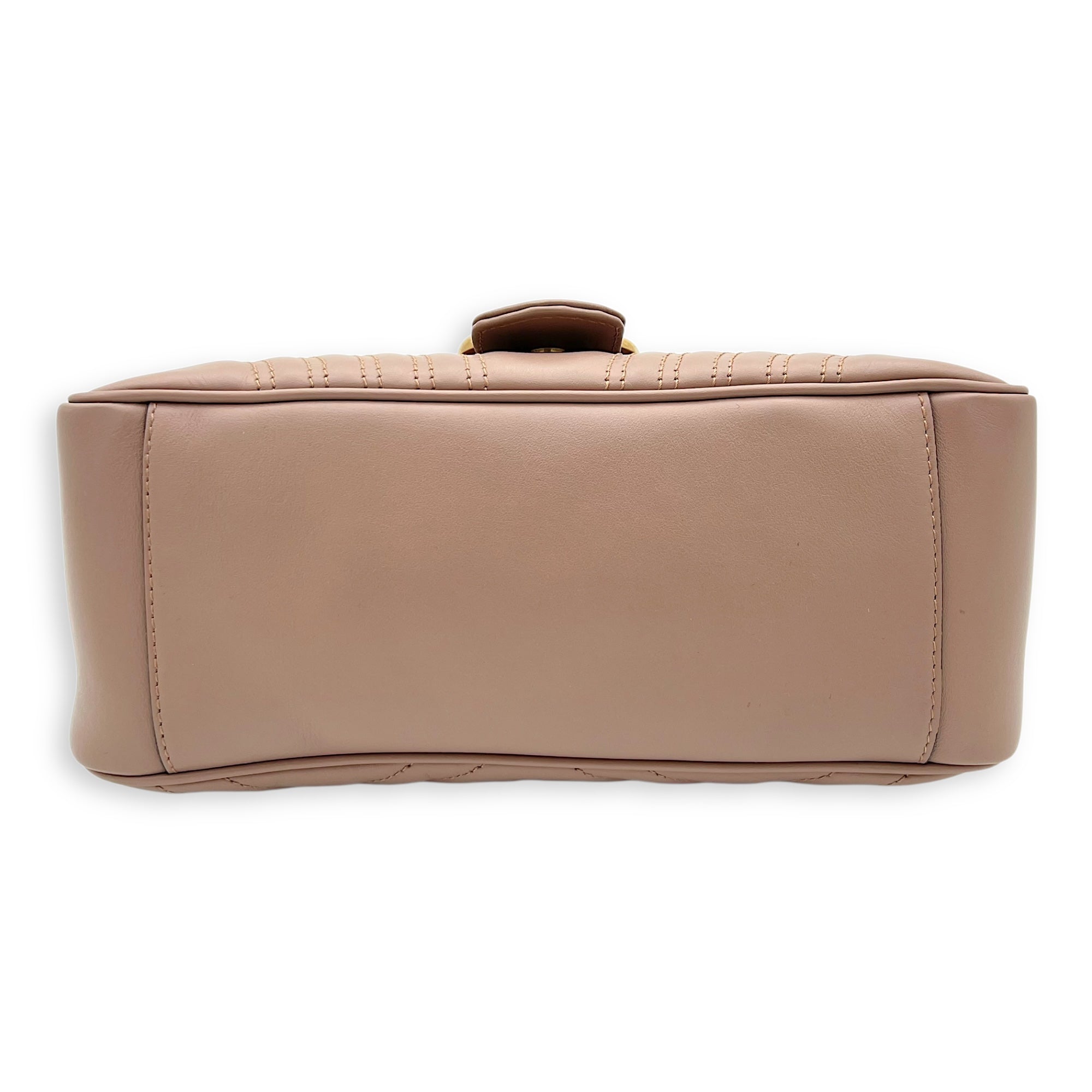 GG Marmont Top Handle Bag Beige in Calfskin, Gold hardware - Image 6