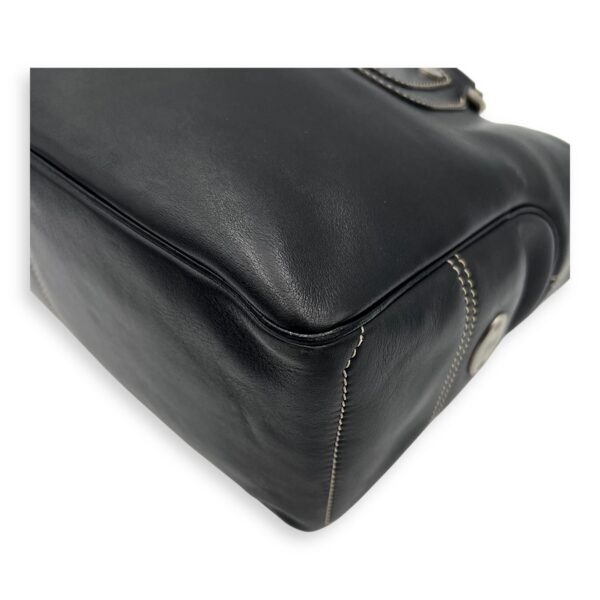 Boogie Black Top Handle Bag in Calfskin, Silver hardware - Image 11