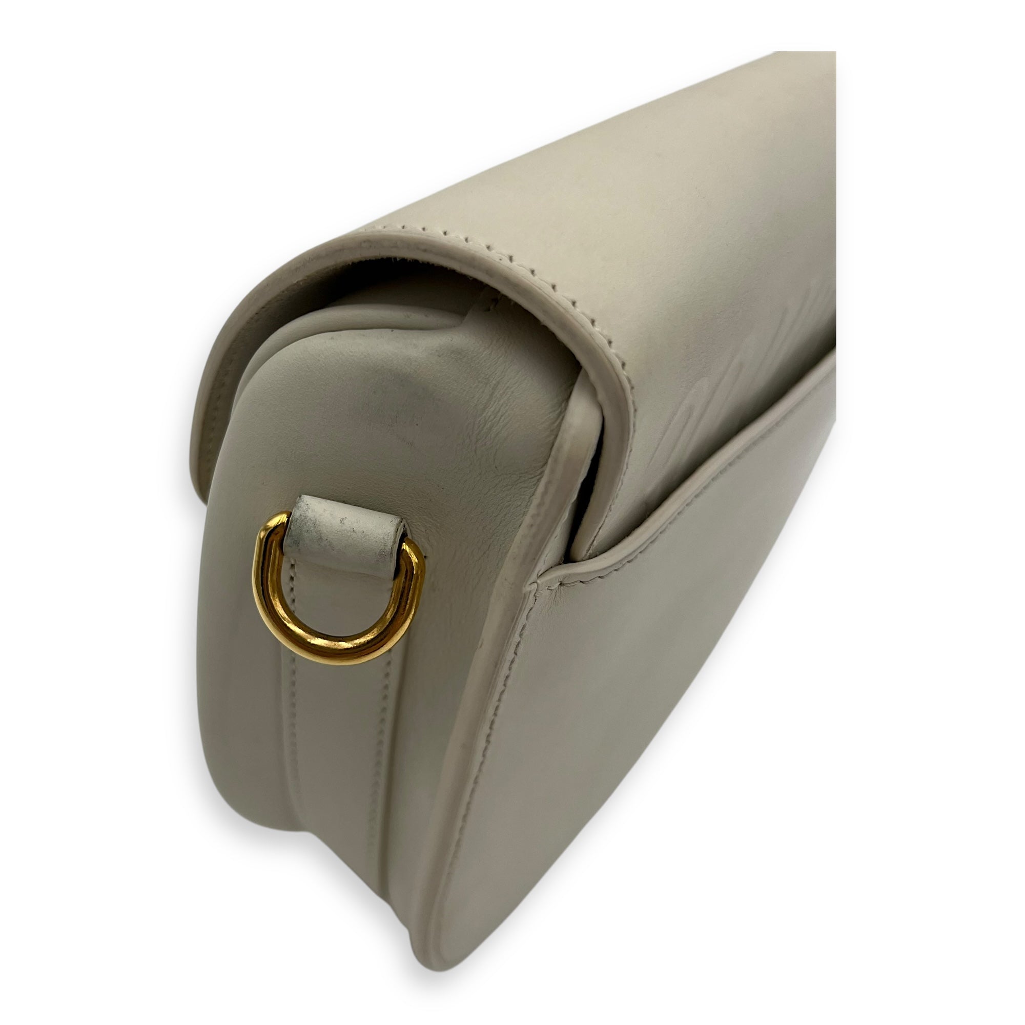 Bobby Medium White Crossbody Bag in Calfskin, Gold hardware - Image 10