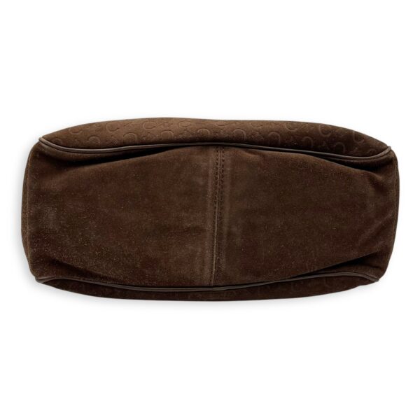 Boogie Top Handle Bag Brown in Suede Leather, Gold hardware - Image 6