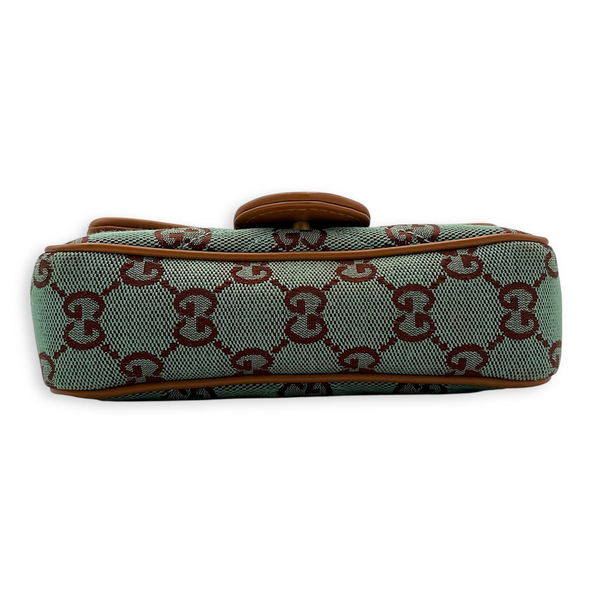 GG Marmont Crossbody Bag Super Mini Blue in Denim, Gold hardware - Image 11