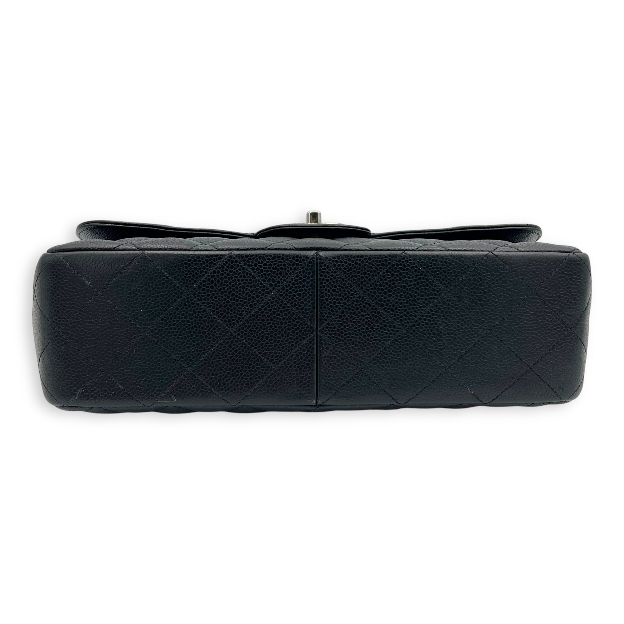 Classic Shoulder Bag Jumbo Black in Caviar Leather, Silver hardware - Image 6