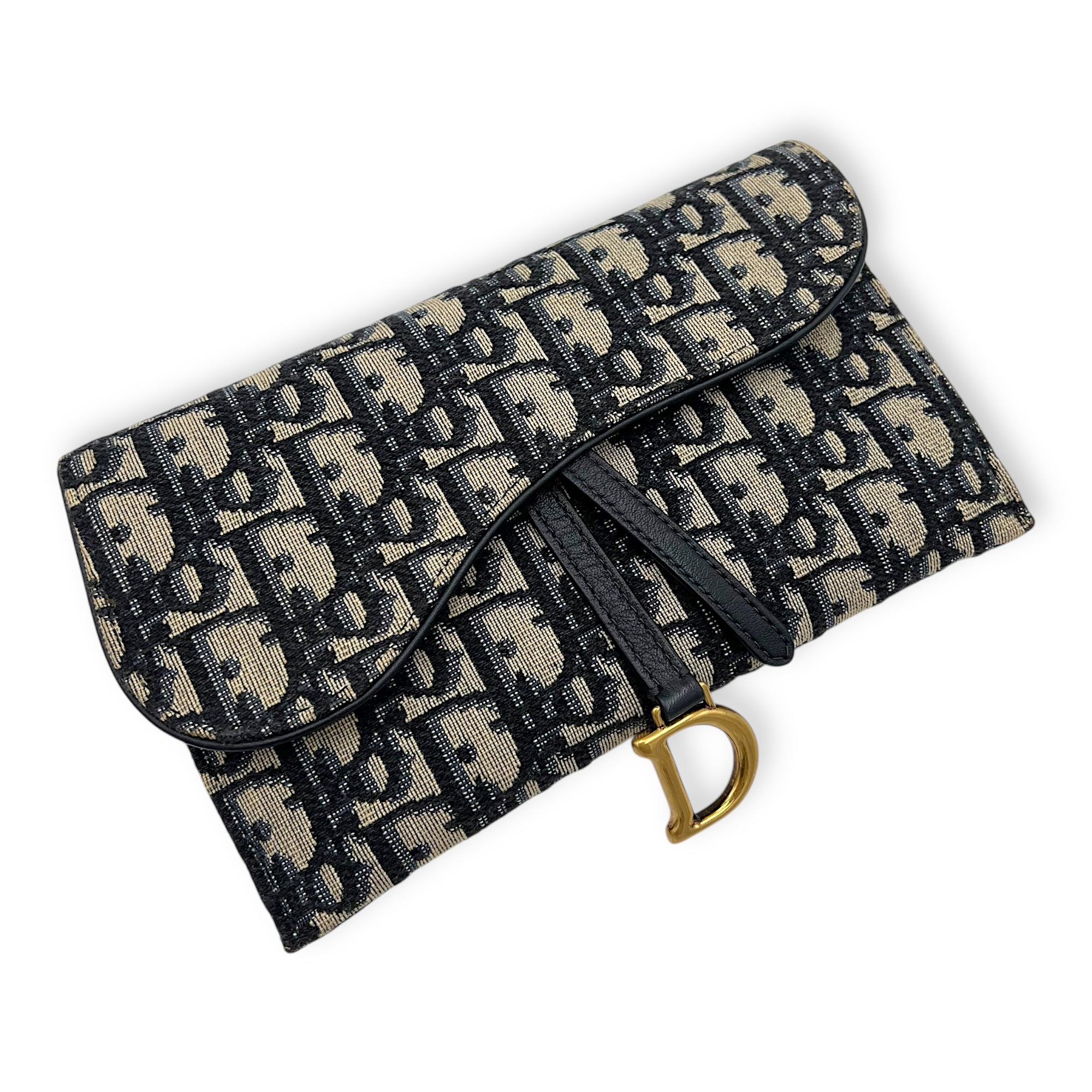 Saddle Wallet On Chain Blue in Jacquard, Gold hardware - Image 7