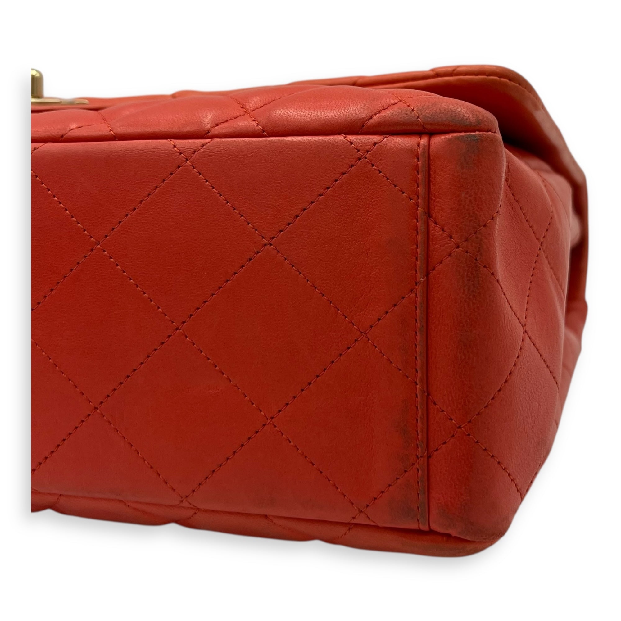 Classic Orange Shoulder Bag in Lambskin, Brushed Gold hardware - Image 7