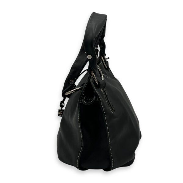 Bittersweet Black Top Handle Bag in Calfskin, Silver hardware - Image 5