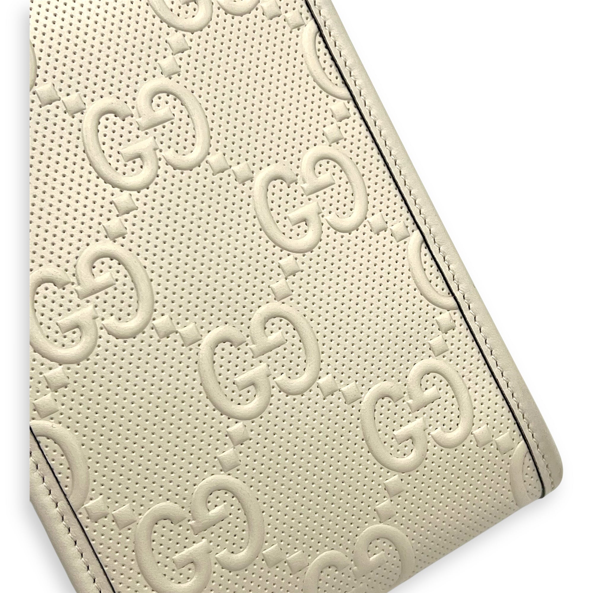 GG Crossbody Bag White in Calfskin, Silver hardware - Image 8