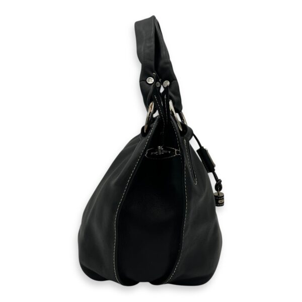 Bittersweet Black Top Handle Bag in Calfskin, Silver hardware - Image 4