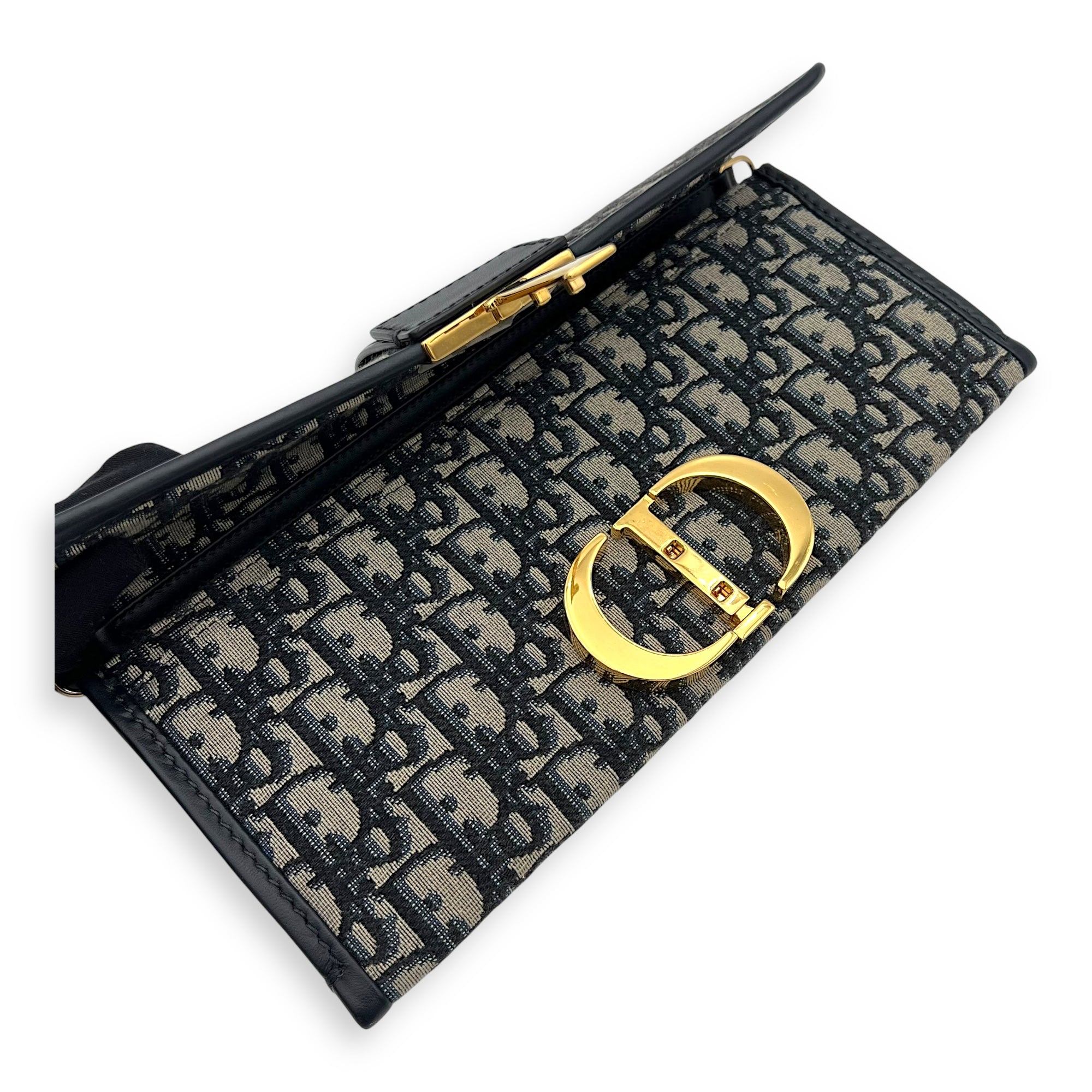 Montaigne Crossbody Bag Medium Blue in Canvas, Gold hardware - Image 8