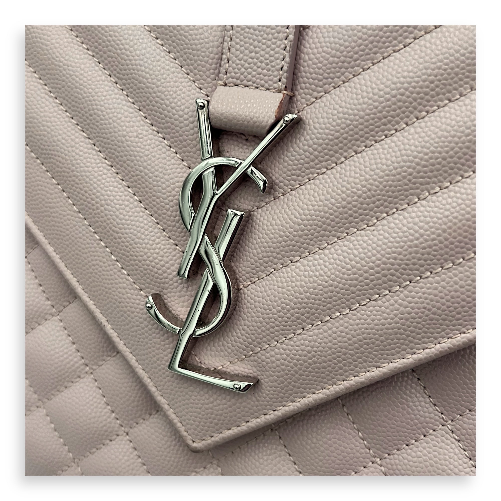 Envelope Shoulder Bag Large Pink in Caviar Leather, Silver hardware - Image 7