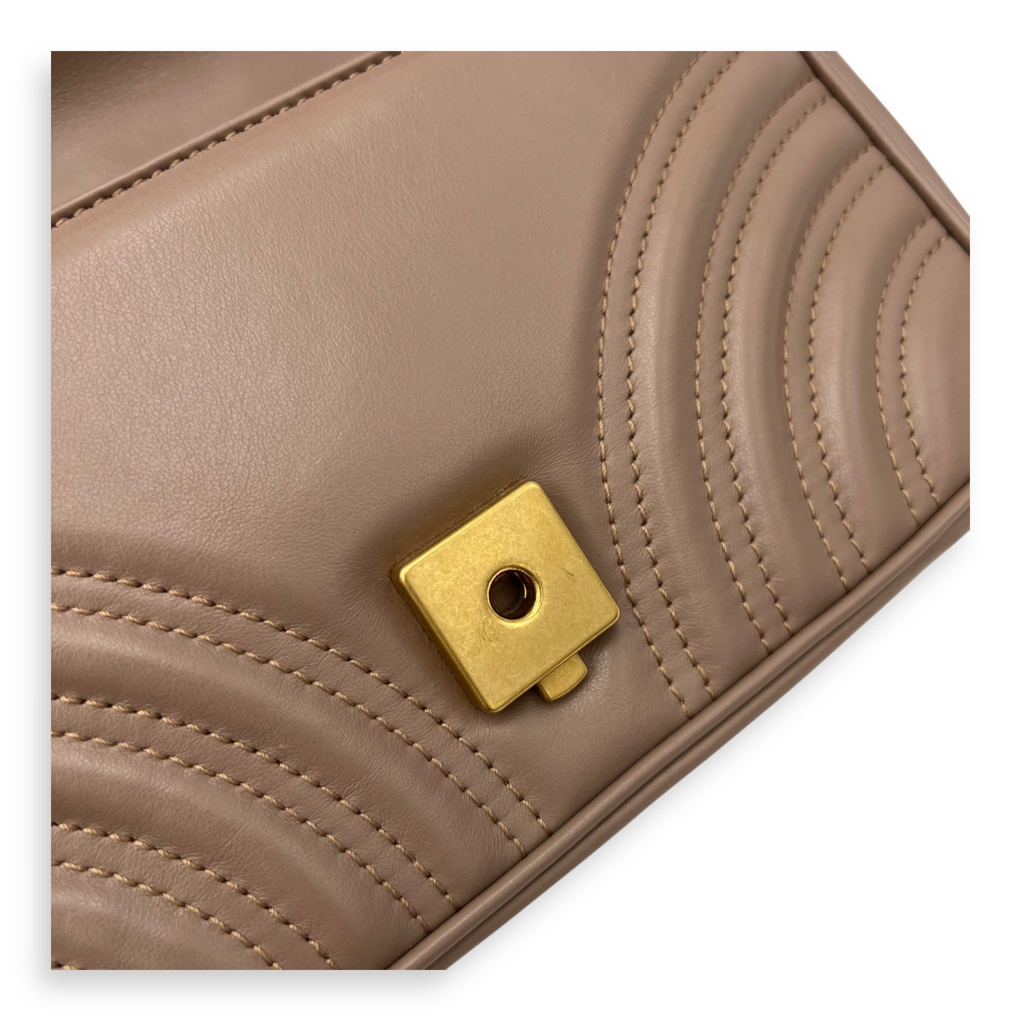 GG Marmont Mini Shoulder bag in Calfskin, Gold Hardware - Image 9