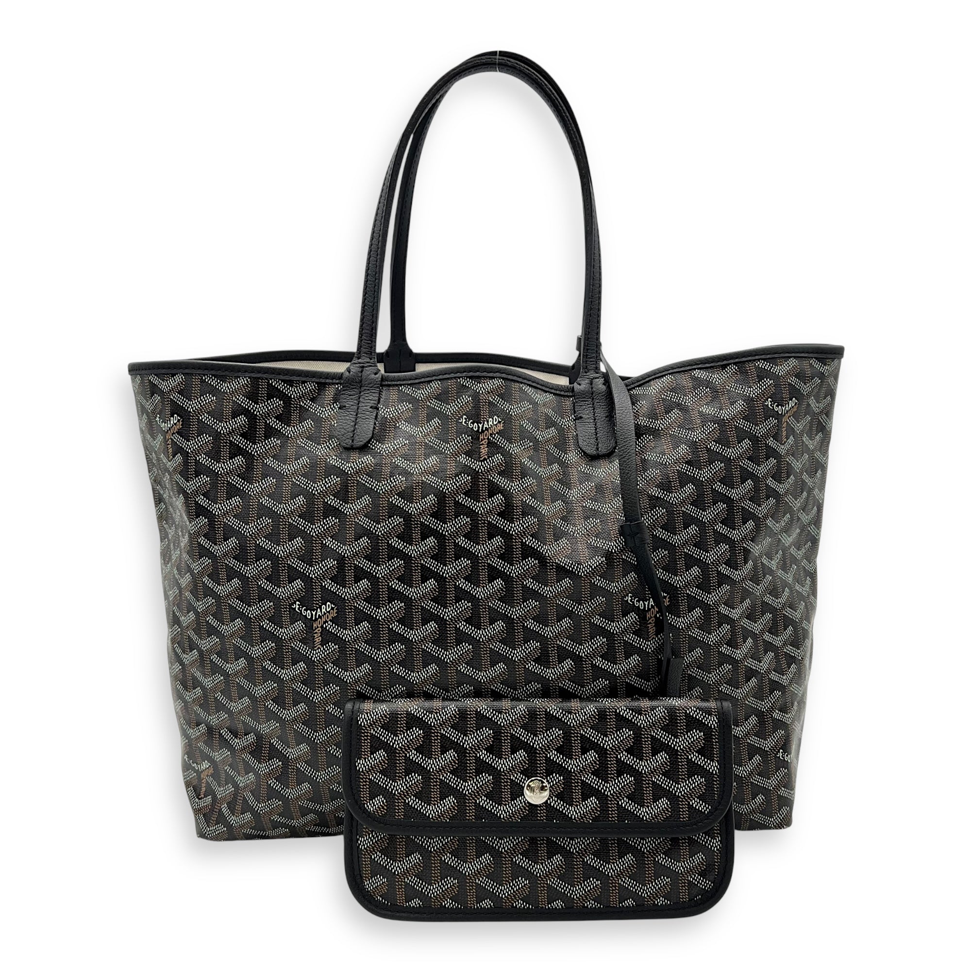 Saint Louis Tote Bag PM Black in Coated Canvas, Silver hardware - Image 11