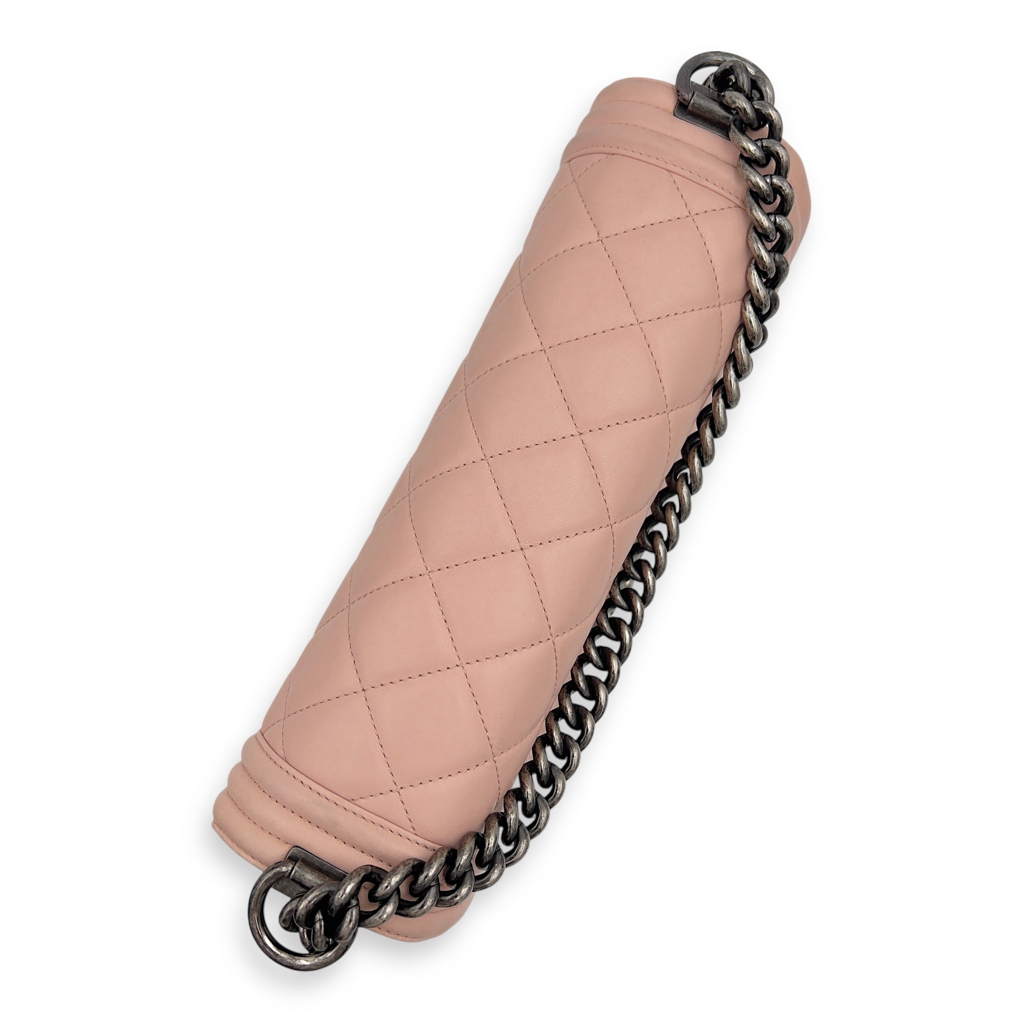 Boy Medium Pink Shoulder Bag in Calfskin, Ruthenium hardware - Image 11