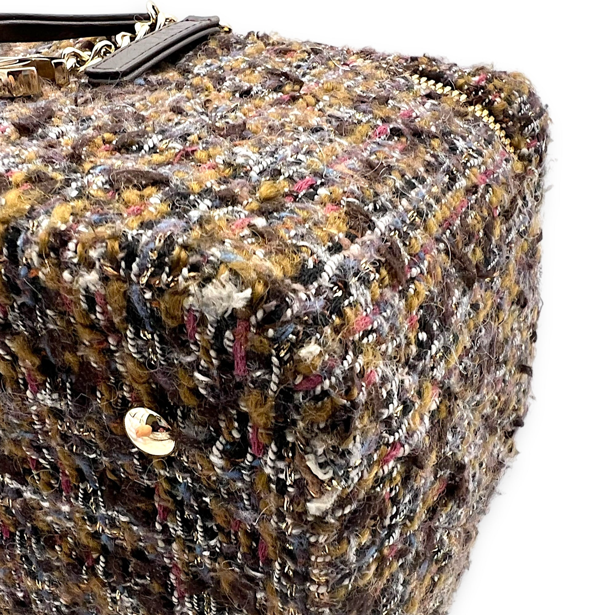 Vanity Case Wood Multi-colour Top Handle Bag in Tweed, Gold hardware - Image 9